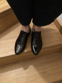 Urla Black Shine Oxfords Shoes